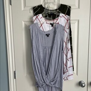 a.n.a Sleeveless Blouse Set - Green, White, and Blue